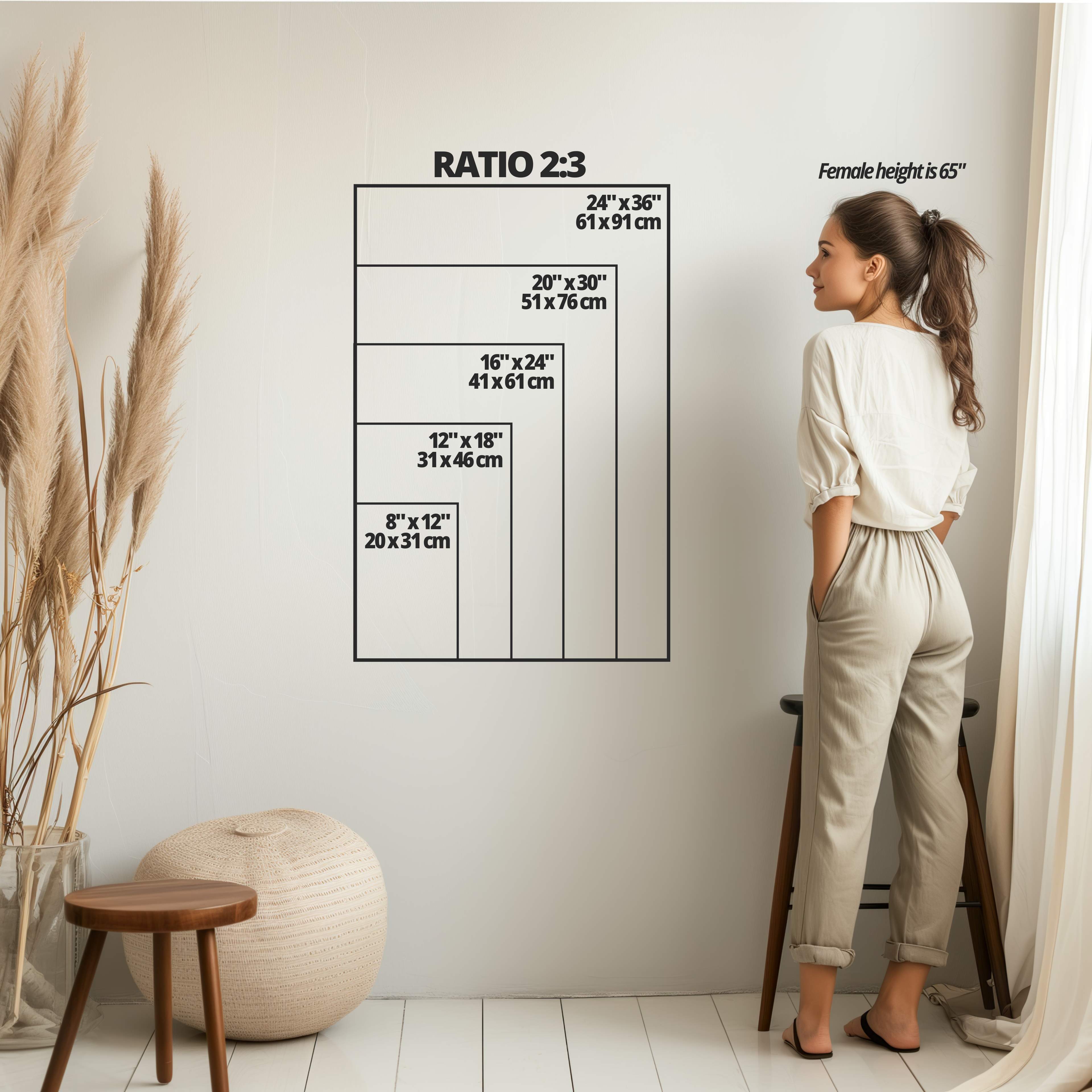 Wall Art Size Guide Ratio 2:3 Portrait